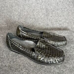 SAS Viva Black Croc Print Leather Slip-On Comfort Loafer Shoes Women's US 8.5 W